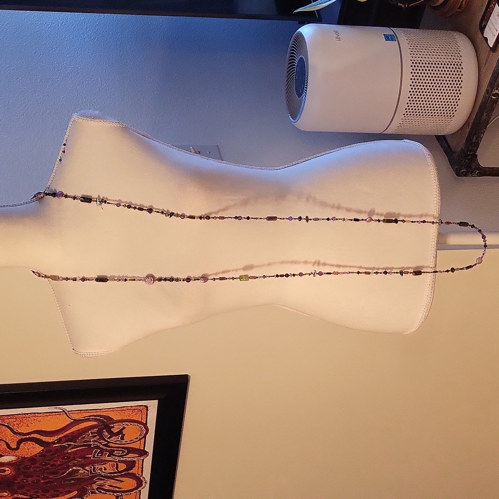 Gorgeous Multi Stone Long or Multi Layer Necklace W Pearls Glass